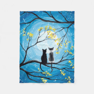 Couverture Polaire Lune lunatique avec des chats