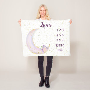 Couverture Polaire Lune Lune Personnalisée Et Étoiles Jalon Mensuel