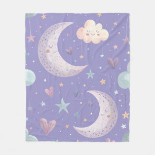 Couverture polaire Lune violette et Nuages