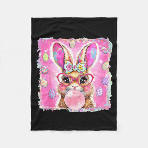 Couverture Polaire Lunettes de lapin drôle bandana oeufs lapin heureu