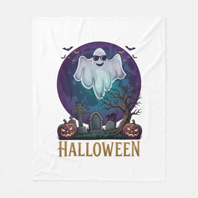Couverture Polaire Lunettes de soleil fantôme Halloween Violet Tombe  (Devant)