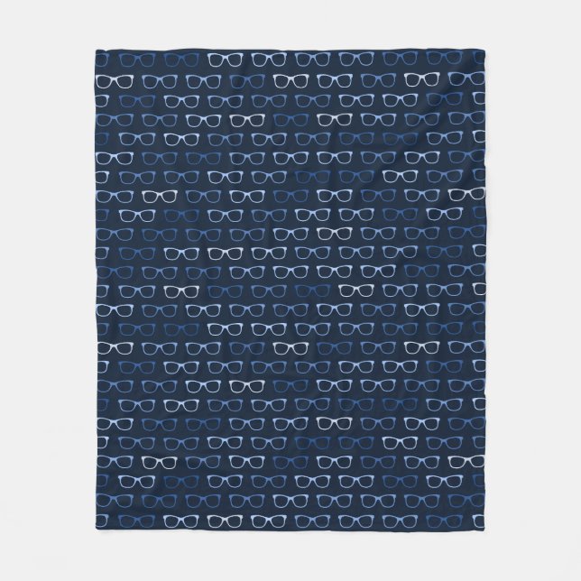 Couverture Polaire Lunettes Nerdy Hipster Motif bleu (Devant)