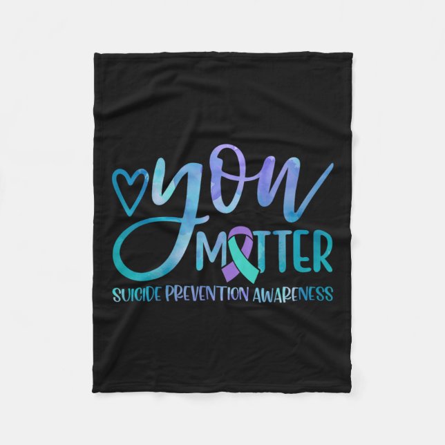 Couverture Polaire Lutte Contre Le Suicide Ribbo Turquoise Et Violet (Devant)