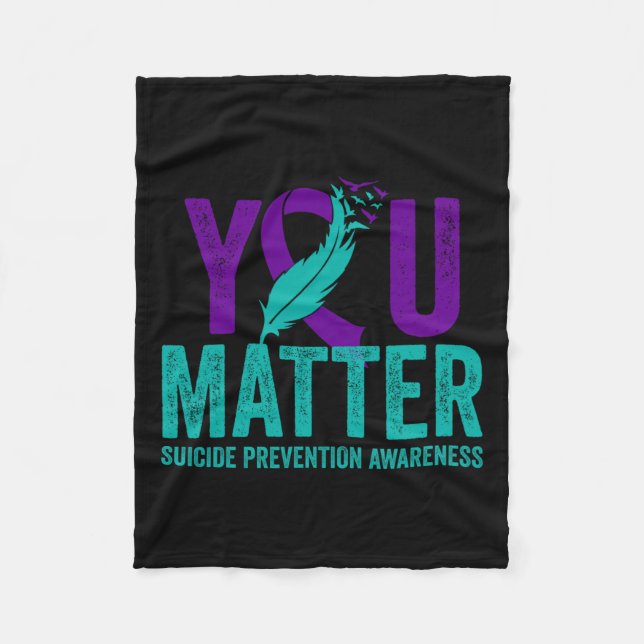 Couverture Polaire Lutte Contre Le Suicide Ribbo Turquoise Et Violet (Devant)