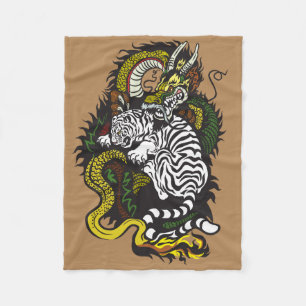 Couverture Polaire lutte dragon et tigre