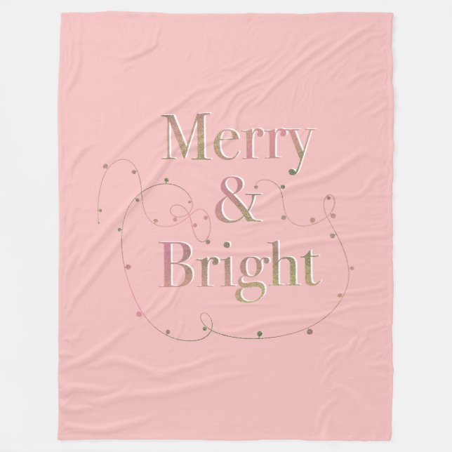 Couverture Polaire Lux Christmas Merry & Bright on Pink (Devant)
