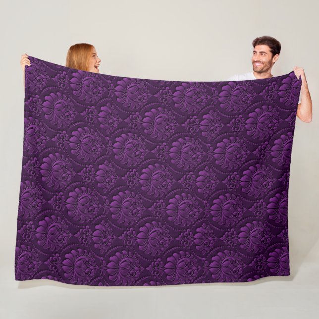 Couverture Polaire Luxe Floral violet (En situation)