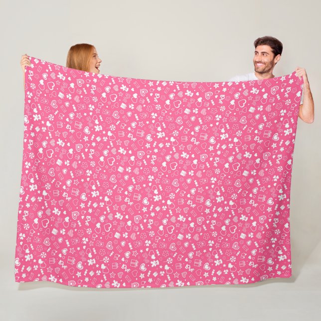 Couverture Polaire Luxe Moderne Élégant Amour Rose Coeur (En situation)