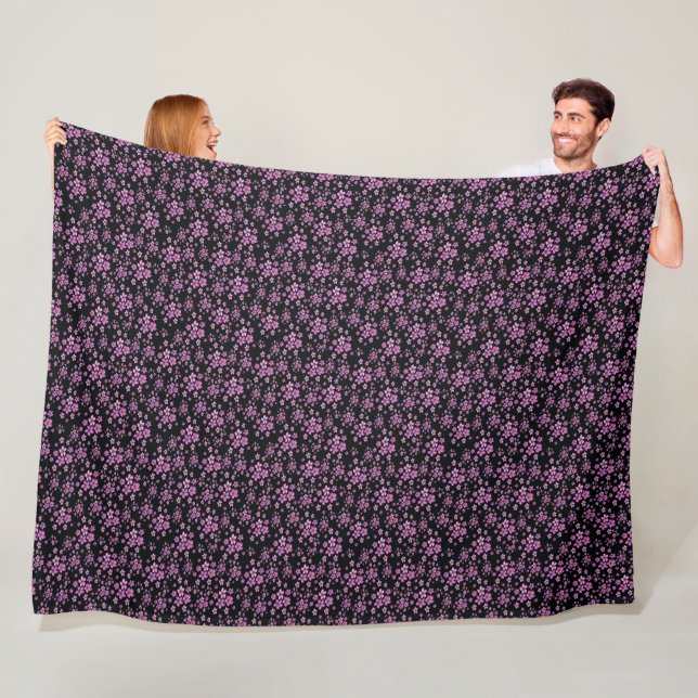 Couverture Polaire Luxe Populaire Noir violet Floral (En situation)