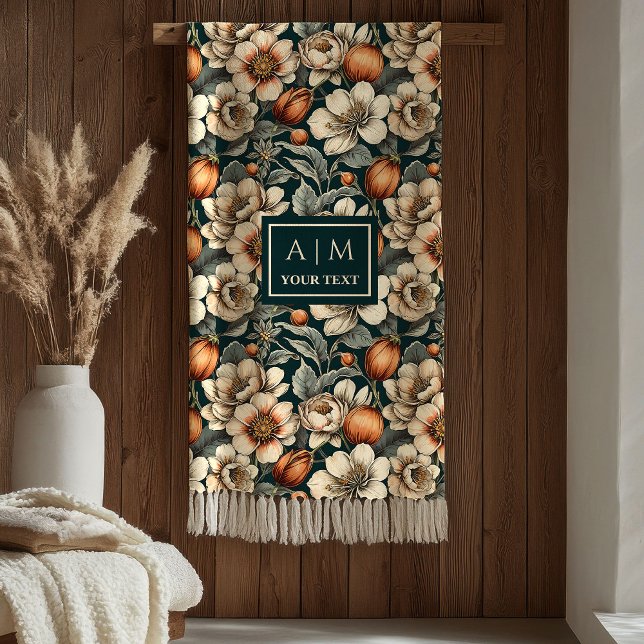 Couverture Polaire Luxe Vert Sauge Terracotta Rustique Fleurs d'Autom (Luxe Sage Green Rustic Terracotta Autumn Blooms Blanket)