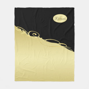 Couverture Polaire Luxueux décoratif or sur or et noir, Monogramme