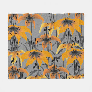Couverture Polaire Lys de tigres Blanche en polaire