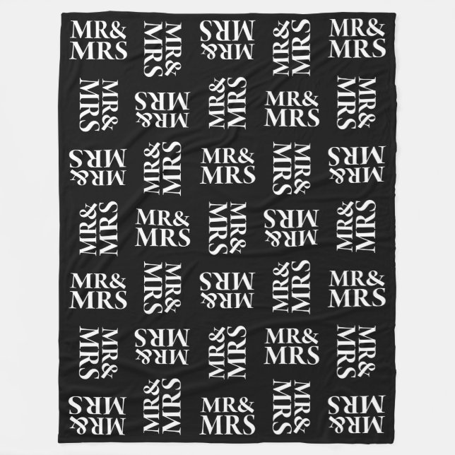 Couverture Polaire M. et Mme motif noir et blanc (Devant)