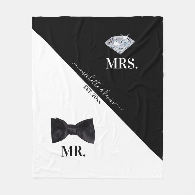 Couverture Polaire M. & Mme Mariage noir et blanc (Devant)