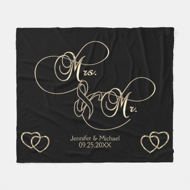 Couverture Polaire M. & Mme Mariage - Personnalisé (Devant (Horizontal))