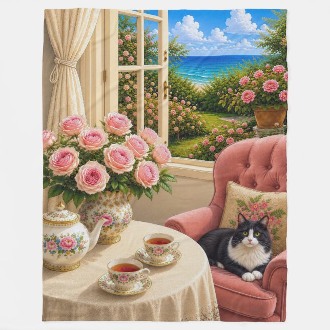 Couverture Polaire Ma chaise préférée, chat (Devant)