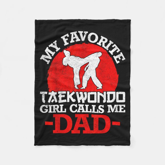Couverture Polaire Ma fille préférée de taekwondo m'appelle papa - Pè (Devant)