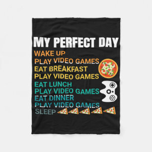 Couverture Polaire Ma journée parfaite Pizza Jeux vidéo Manette de je