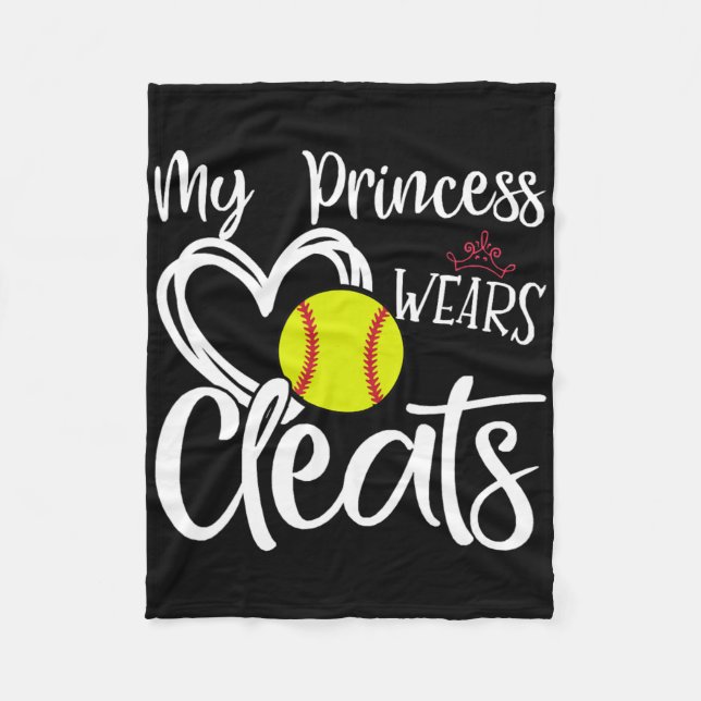 Couverture Polaire Ma princess porte des crampons Joueuse de softball (Devant)