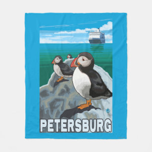 Couverture Polaire Macareux et bateau de croisière - Pétersbourg,