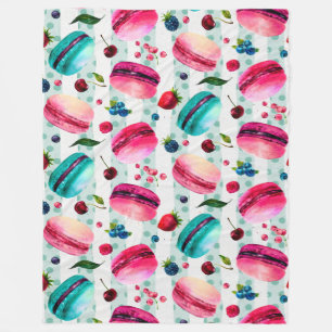 Couverture Polaire Macarons Pâtisserie Française Aux Berries Et Pois