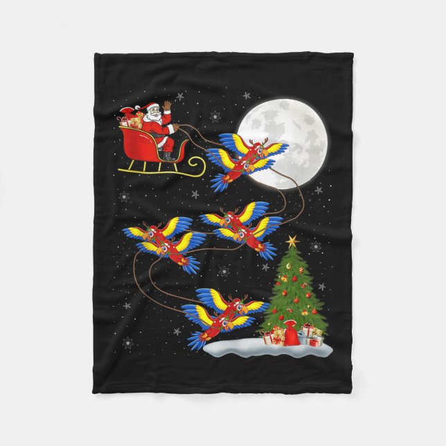 Couverture Polaire Macaw Parrots Santa Sleigh Flying Funny Magical Ch (Devant)