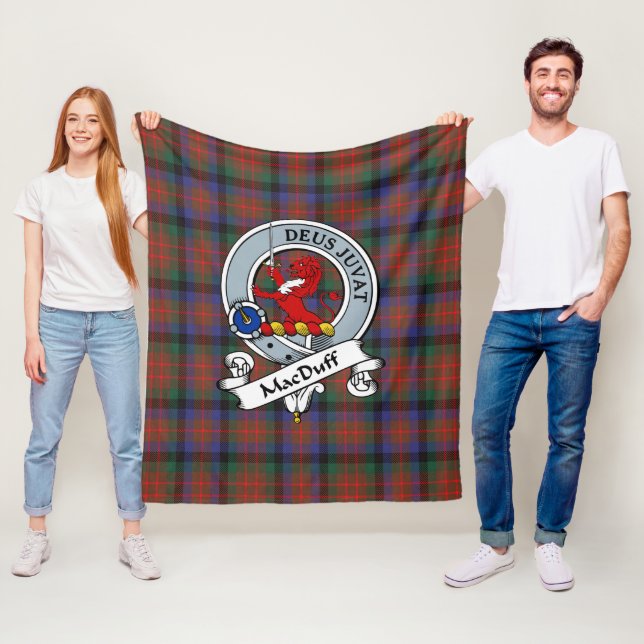 Couverture Polaire MacDuff Chasse Clan Moderne Badge Tartan Carreaux (En situation)