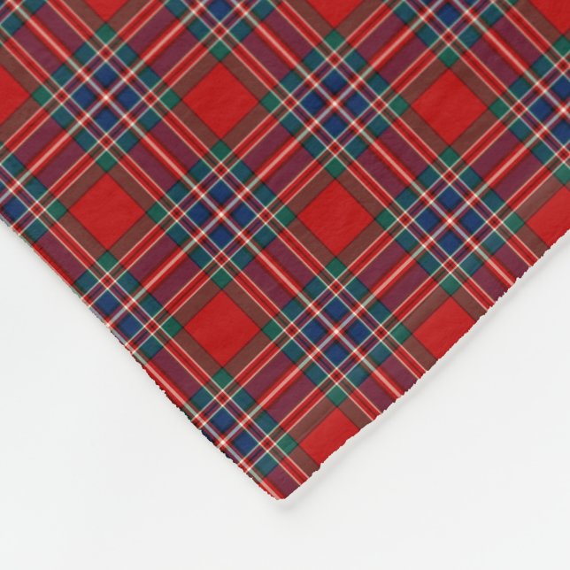 Couverture Polaire MacFarlane Clan Rouge et Royal Blue Tartan (Coin)