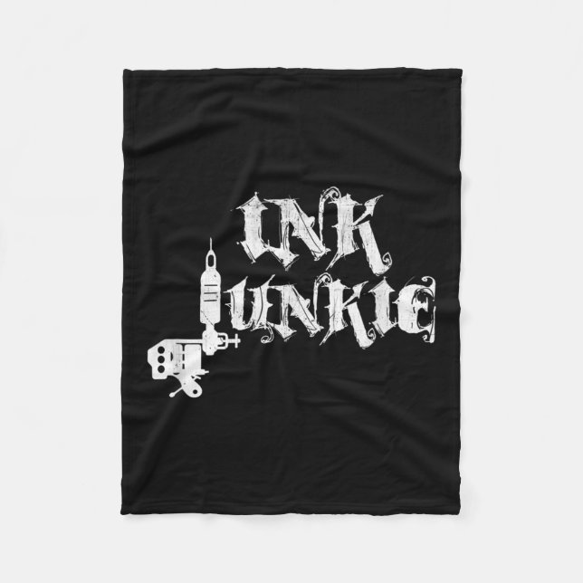 Couverture Polaire Machine artisanale de tatouage Junkie d'encre (Devant)