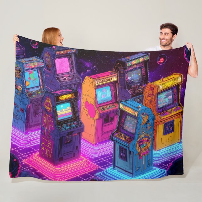 Couverture Polaire Machines de jeux vidéo rétro (En situation)