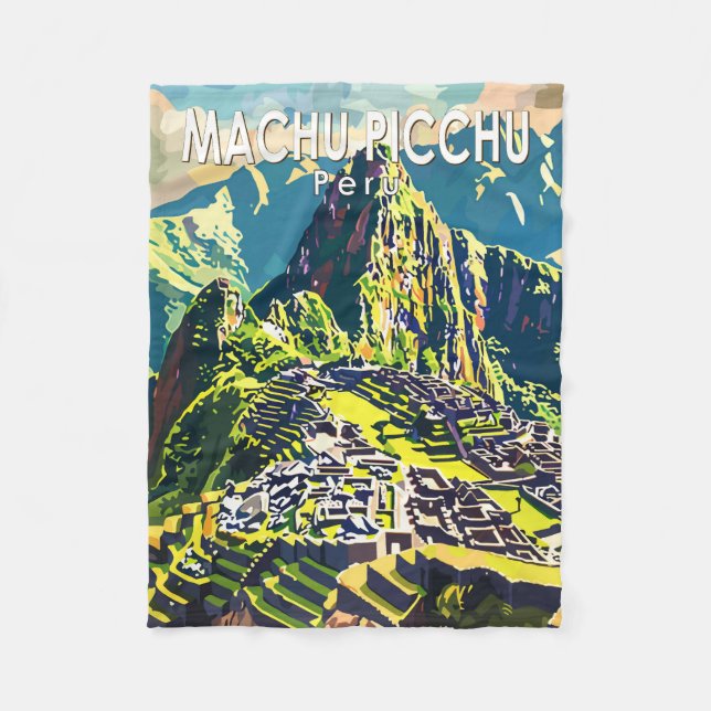 Couverture Polaire Machu Picchu Pérou Amérique du Sud Voyage Art Vint (Devant)