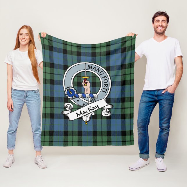 Couverture Polaire MacKay Ancient Clan Badge Tartan Plaid (En situation)