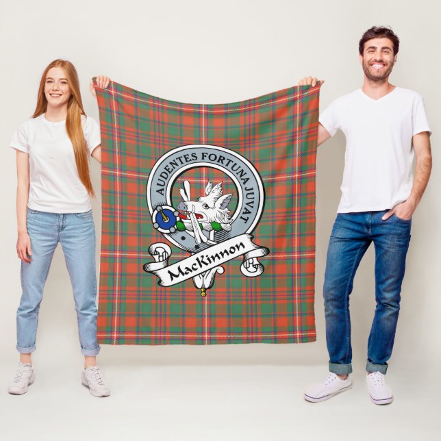 Couverture Polaire MacKinnon Ancient Clan Badge Tartan Plaid (En situation)
