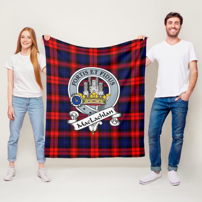 Couverture Polaire MacLachlan Moderne Clan Badge Tartan Plaid (En situation)