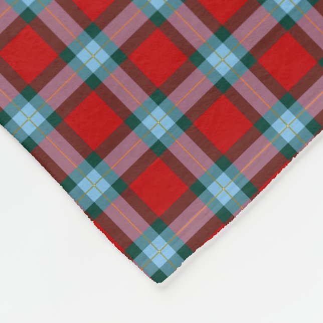Couverture Polaire MacLaine Clan Bright Red et Sky Blue Tartan (Coin)