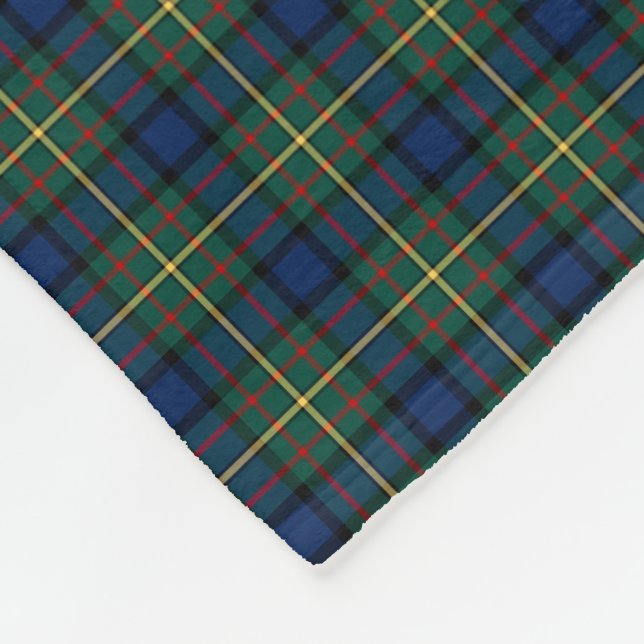 Couverture Polaire MacLaren Clan bleu foncé, vert et jaune Tartan (Coin)