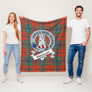 Couverture Polaire MacLean De Duart Ancien Clan Badge Tartan Plaid
