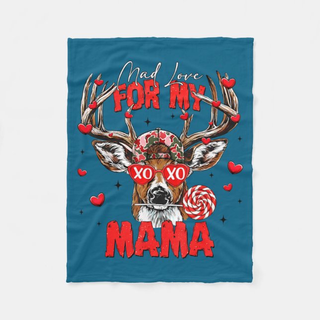 Couverture Polaire Mad Retro Love For My Mama Deer Hunting Happy Vale (Devant)