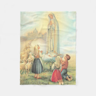 Couverture Polaire Madame d'église de moutons d'enfants de Fatima