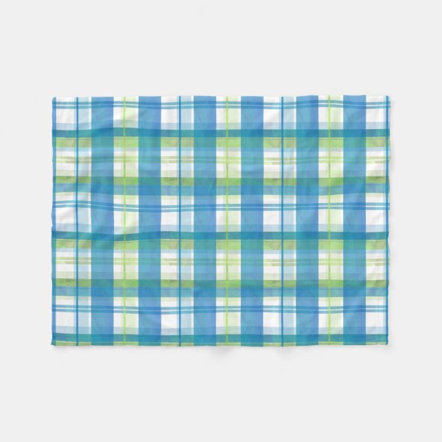 Couverture Polaire Madras Plaid Green et Blue (Devant (Horizontal))