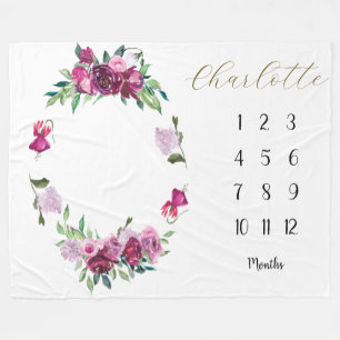 Couverture Polaire Magenta et Plum floral Bébé 1ère année Jalon