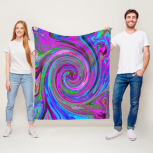 Couverture Polaire Magenta Swirl coloré Retro Design abstrait