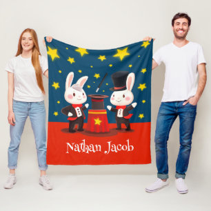 Couverture Polaire Magiciens Lapins Mignons sur Scène Anniversaire Ma
