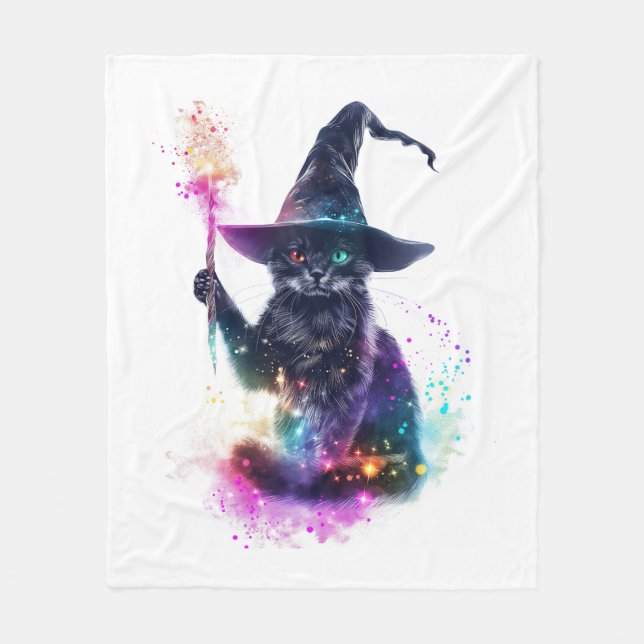 Couverture Polaire Magie de chat Wizard (Devant)