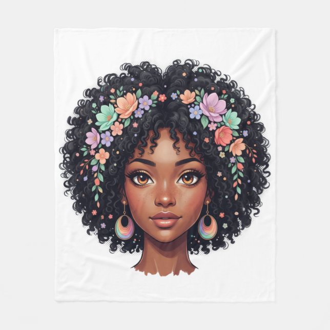 Couverture Polaire Magie des Filles Noires Afro Diva (Devant)