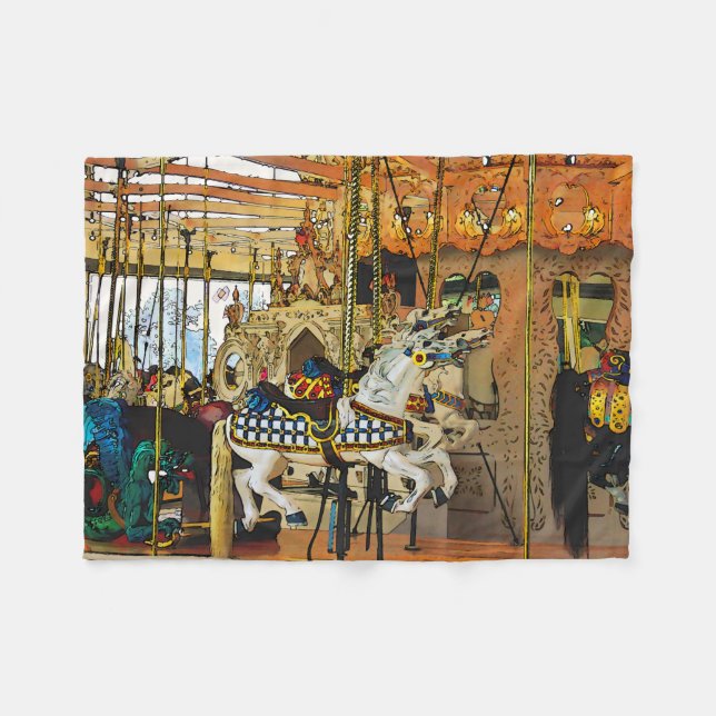 Couverture Polaire Magie du carrousel - Merry-go-Round (Devant (Horizontal))