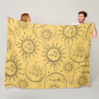 Magie Jaune Vintage Céleste Soleil Lune Étoiles