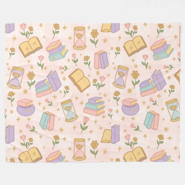 Couverture Polaire Magie livresque Fille Pastel Rose (Devant (Horizontal))