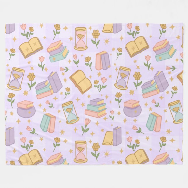 Couverture Polaire Magie Livresque Fille Violet Pastel (Devant (Horizontal))