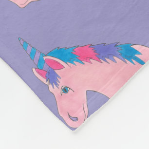 Couverture Polaire Magique Pink Purple Horn Unicorn Cheval Mythique